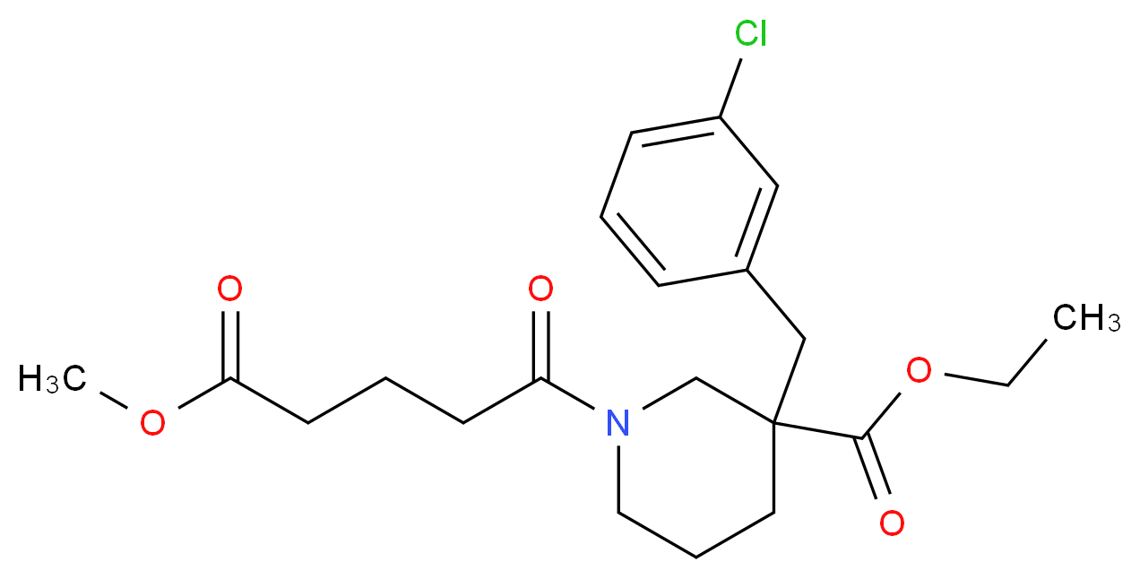 ethyl 3-(3-chlorobenzyl)-1-(5-methoxy-5-oxopentanoyl)-3-piperidinecarboxylate_分子结构_CAS_)
