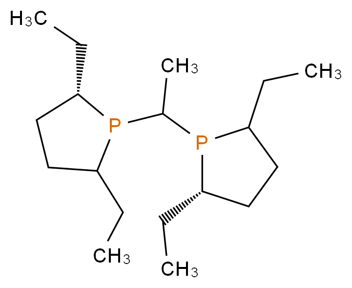 (2S)-1-{1-[(2S)-2,5-diethylphospholan-1-yl]ethyl}-2,5-diethylphospholane_分子结构_CAS_136779-27-6