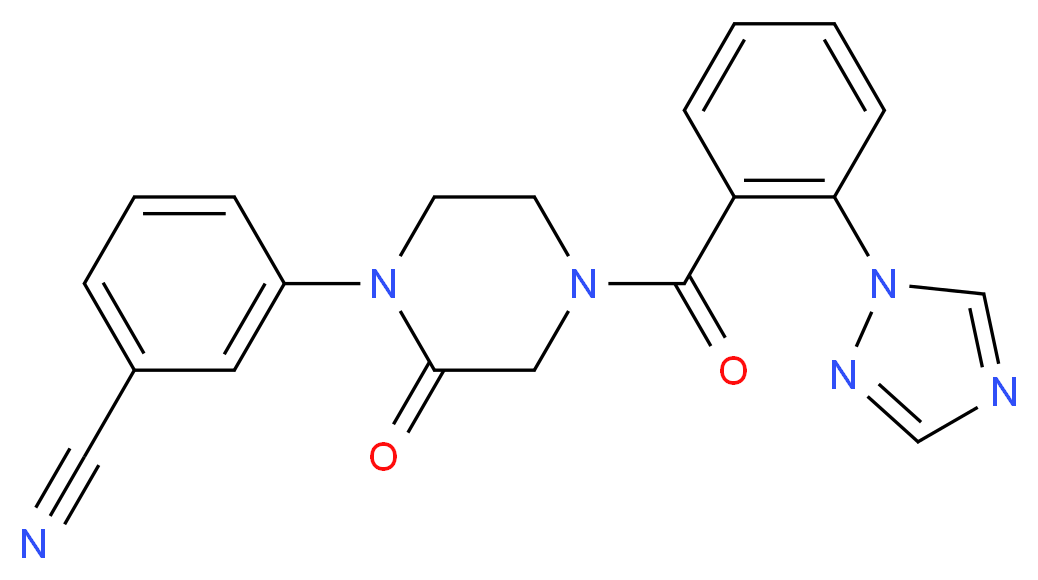 3-{2-oxo-4-[2-(1H-1,2,4-triazol-1-yl)benzoyl]-1-piperazinyl}benzonitrile_分子结构_CAS_)