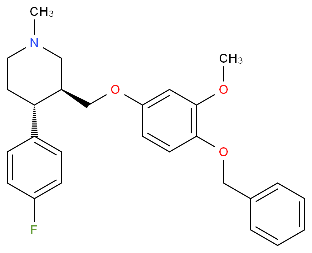 (3S,4R)-3-[4-(benzyloxy)-3-methoxyphenoxymethyl]-4-(4-fluorophenyl)-1-methylpiperidine_分子结构_CAS_600135-83-9