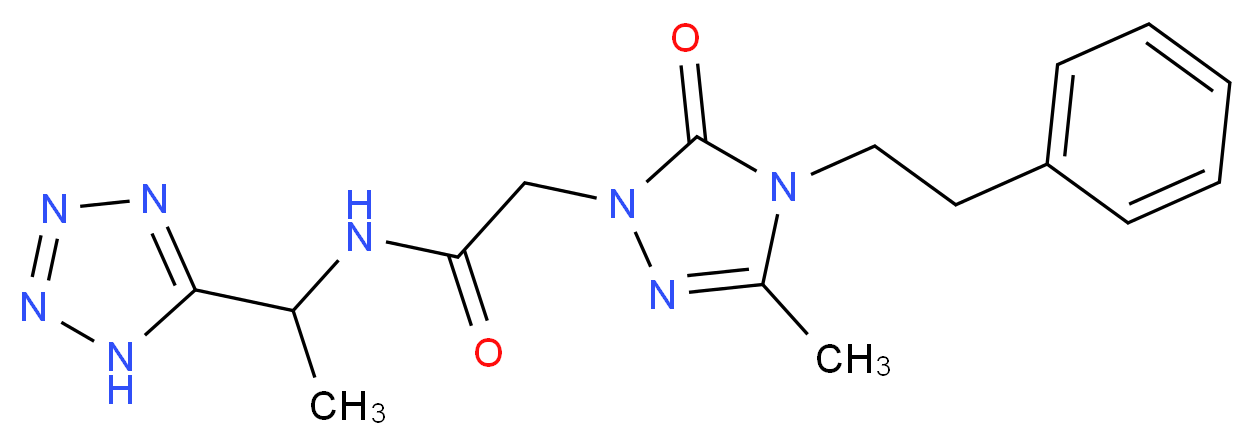 2-[3-methyl-5-oxo-4-(2-phenylethyl)-4,5-dihydro-1H-1,2,4-triazol-1-yl]-N-[1-(1H-tetrazol-5-yl)ethyl]acetamide_分子结构_CAS_)