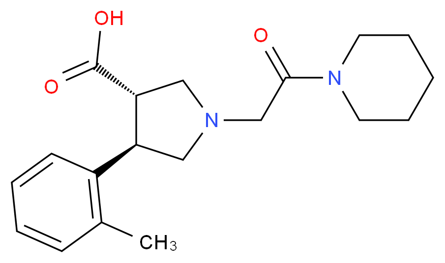 (3S*,4R*)-4-(2-methylphenyl)-1-[2-oxo-2-(1-piperidinyl)ethyl]-3-pyrrolidinecarboxylic acid_分子结构_CAS_)