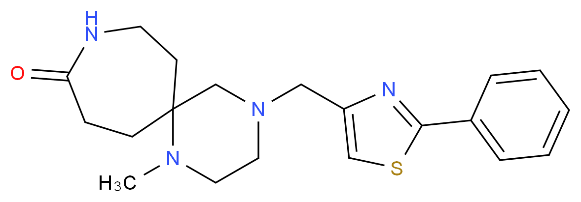 1-methyl-4-[(2-phenyl-1,3-thiazol-4-yl)methyl]-1,4,9-triazaspiro[5.6]dodecan-10-one_分子结构_CAS_)