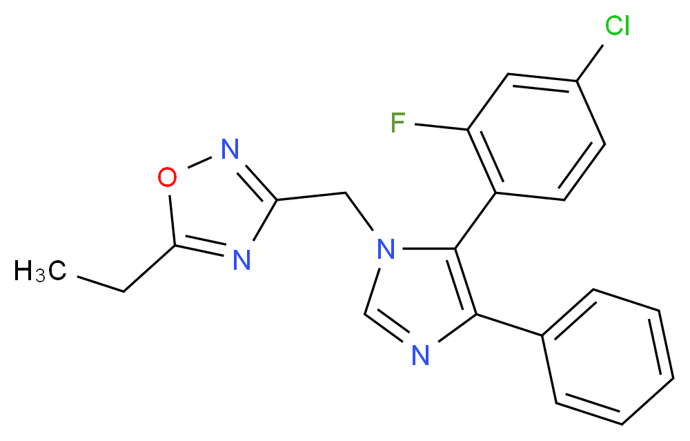 3-{[5-(4-chloro-2-fluorophenyl)-4-phenyl-1H-imidazol-1-yl]methyl}-5-ethyl-1,2,4-oxadiazole_分子结构_CAS_)