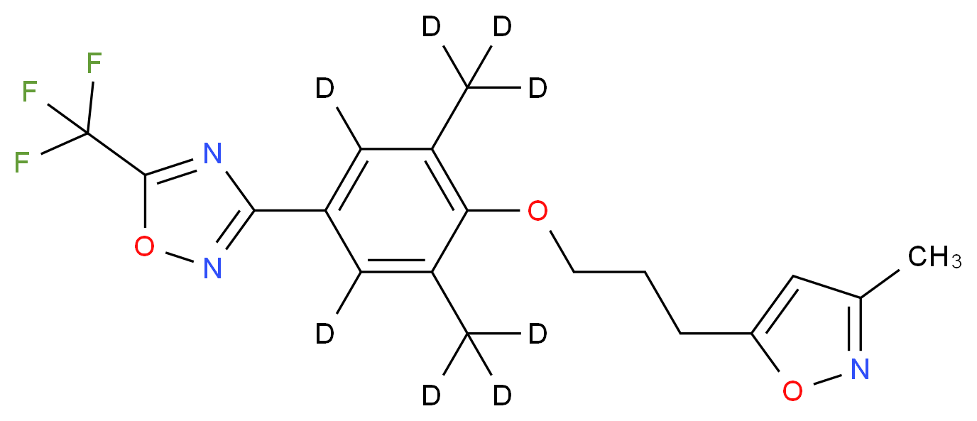 3-[3,5-bis(<sup>2</sup>H<sub>3</sub>)methyl-4-[3-(3-methyl-1,2-oxazol-5-yl)propoxy](<sup>2</sup>H<sub>2</sub>)phenyl]-5-(trifluoromethyl)-1,2,4-oxadiazole_分子结构_CAS_1346602-36-5