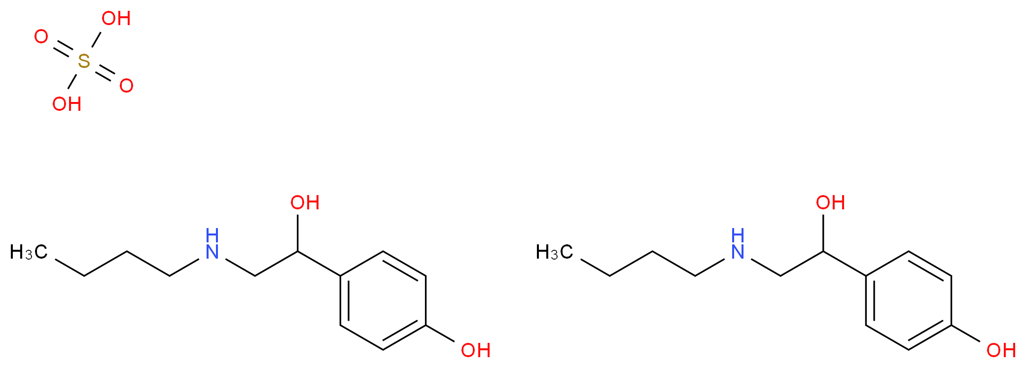 bis(4-[2-(butylamino)-1-hydroxyethyl]phenol); sulfuric acid_分子结构_CAS_5716-20-1
