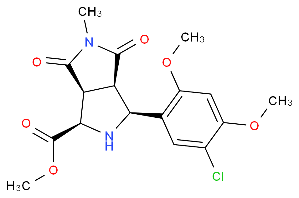 methyl (1R*,3S*,3aR*,6aS*)-3-(5-chloro-2,4-dimethoxyphenyl)-5-methyl-4,6-dioxooctahydropyrrolo[3,4-c]pyrrole-1-carboxylate_分子结构_CAS_)