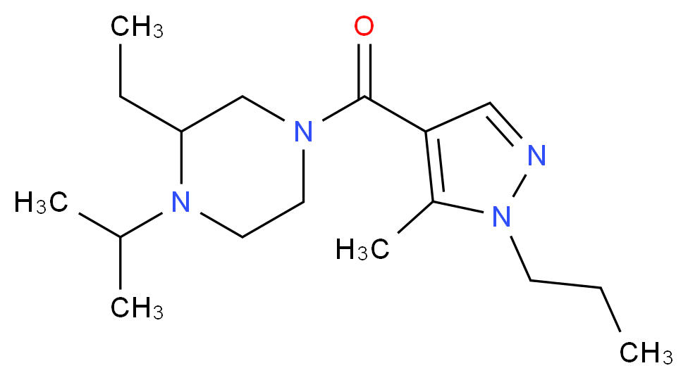 2-ethyl-1-isopropyl-4-[(5-methyl-1-propyl-1H-pyrazol-4-yl)carbonyl]piperazine_分子结构_CAS_)