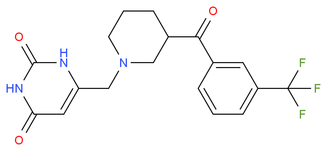 6-({3-[3-(trifluoromethyl)benzoyl]piperidin-1-yl}methyl)pyrimidine-2,4(1H,3H)-dione_分子结构_CAS_)
