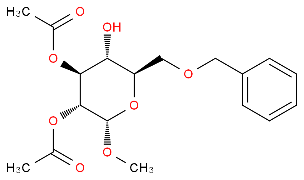 (2S,3R,4S,5R,6R)-3-(acetyloxy)-6-[(benzyloxy)methyl]-5-hydroxy-2-methoxyoxan-4-yl acetate_分子结构_CAS_162284-50-6