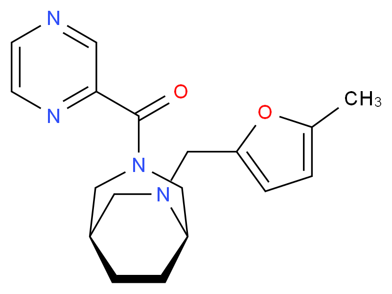 (1R*,5R*)-6-[(5-methyl-2-furyl)methyl]-3-(2-pyrazinylcarbonyl)-3,6-diazabicyclo[3.2.2]nonane_分子结构_CAS_)