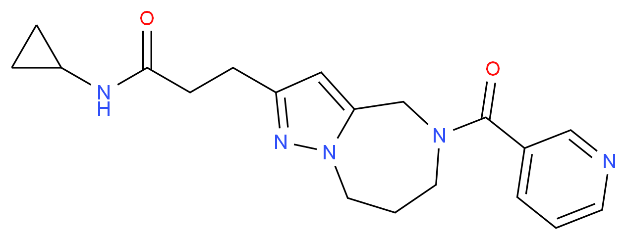 N-cyclopropyl-3-[5-(3-pyridinylcarbonyl)-5,6,7,8-tetrahydro-4H-pyrazolo[1,5-a][1,4]diazepin-2-yl]propanamide_分子结构_CAS_)