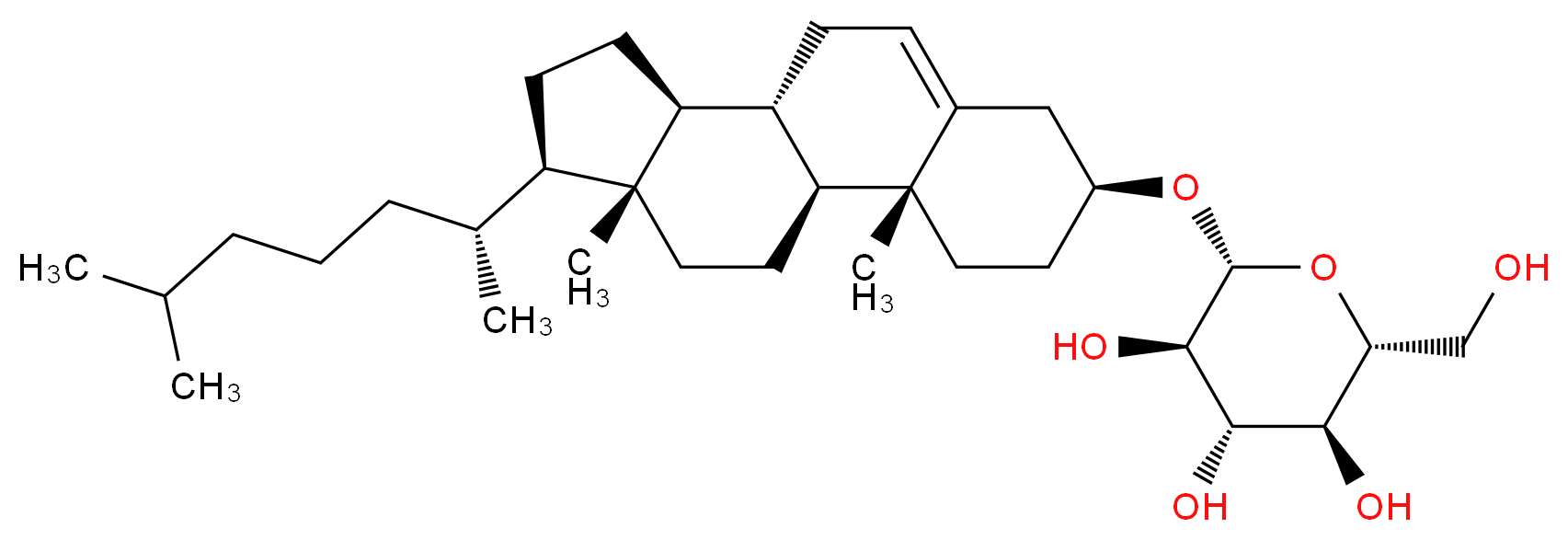 (2R,3R,4S,5S,6R)-2-{[(1S,2R,5S,10S,11S,14R,15R)-2,15-dimethyl-14-[(2R)-6-methylheptan-2-yl]tetracyclo[8.7.0.0<sup>2</sup>,<sup>7</sup>.0<sup>1</sup><sup>1</sup>,<sup>1</sup><sup>5</sup>]heptadec-7-en-5-yl]oxy}-6-(hydroxymethyl)oxane-3,4,5-triol_分子结构_CAS_7073-61-2