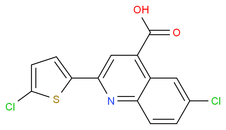 6-Chloro-2-(5-chlorothien-2-yl)quinoline-4-carboxylic acid_分子结构_CAS_)