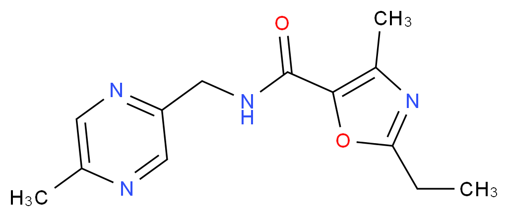 2-ethyl-4-methyl-N-[(5-methylpyrazin-2-yl)methyl]-1,3-oxazole-5-carboxamide_分子结构_CAS_)