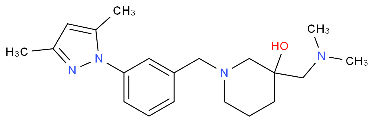 3-[(dimethylamino)methyl]-1-[3-(3,5-dimethyl-1H-pyrazol-1-yl)benzyl]-3-piperidinol_分子结构_CAS_)