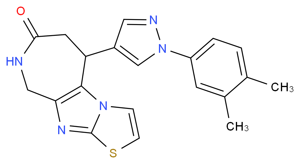 5-[1-(3,4-dimethylphenyl)-1H-pyrazol-4-yl]-5,6,8,9-tetrahydro-7H-[1,3]thiazolo[3',2':1,2]imidazo[4,5-c]azepin-7-one_分子结构_CAS_)