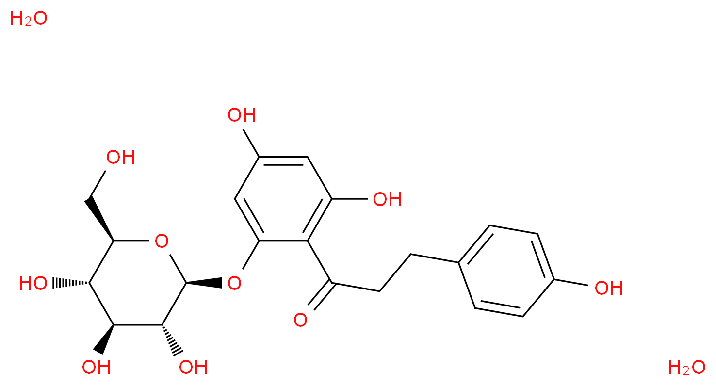 1-(2,4-dihydroxy-6-{[(2S,3R,4S,5S,6R)-3,4,5-trihydroxy-6-(hydroxymethyl)oxan-2-yl]oxy}phenyl)-3-(4-hydroxyphenyl)propan-1-one dihydrate_分子结构_CAS_7061-54-3