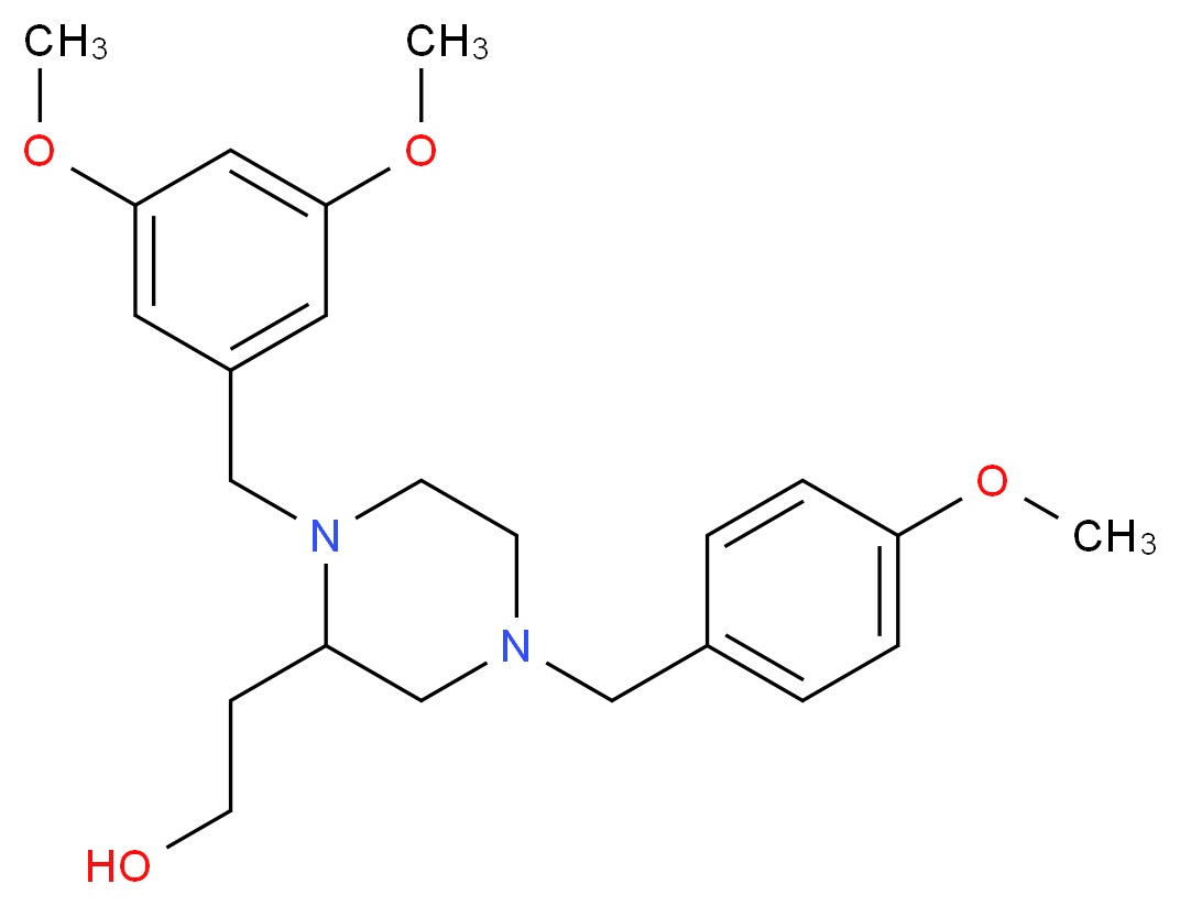 2-[1-(3,5-dimethoxybenzyl)-4-(4-methoxybenzyl)-2-piperazinyl]ethanol_分子结构_CAS_)