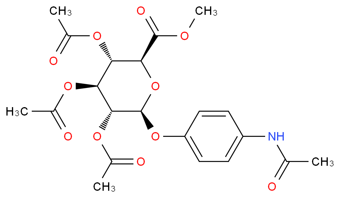 methyl (2S,3S,4S,5R,6S)-3,4,5-tris(acetyloxy)-6-(4-acetamidophenoxy)oxane-2-carboxylate_分子结构_CAS_30824-21-6