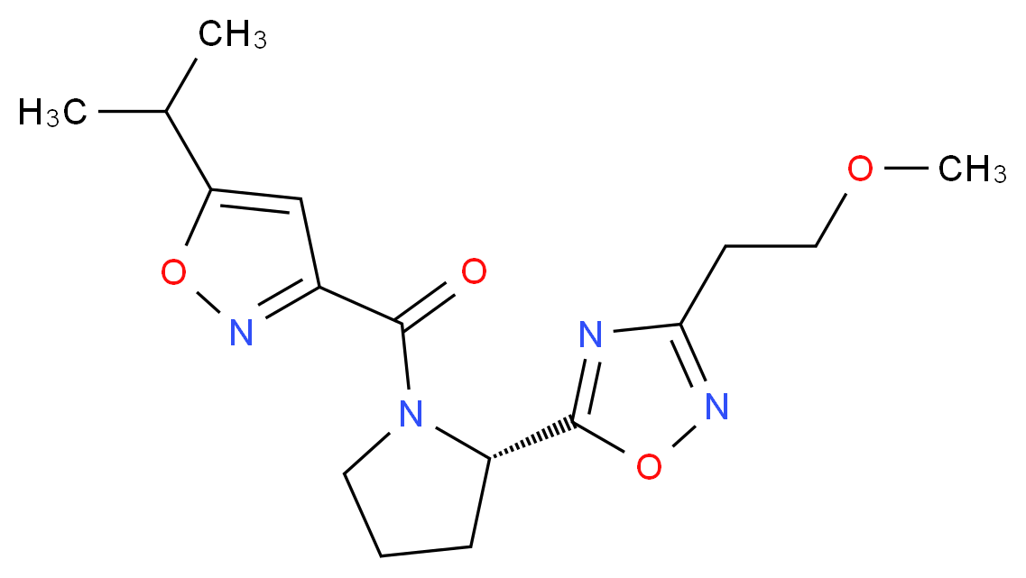 5-{(2S)-1-[(5-isopropyl-3-isoxazolyl)carbonyl]-2-pyrrolidinyl}-3-(2-methoxyethyl)-1,2,4-oxadiazole_分子结构_CAS_)