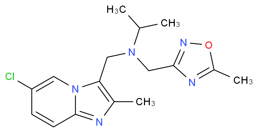 N-[(6-chloro-2-methylimidazo[1,2-a]pyridin-3-yl)methyl]-N-[(5-methyl-1,2,4-oxadiazol-3-yl)methyl]propan-2-amine_分子结构_CAS_)