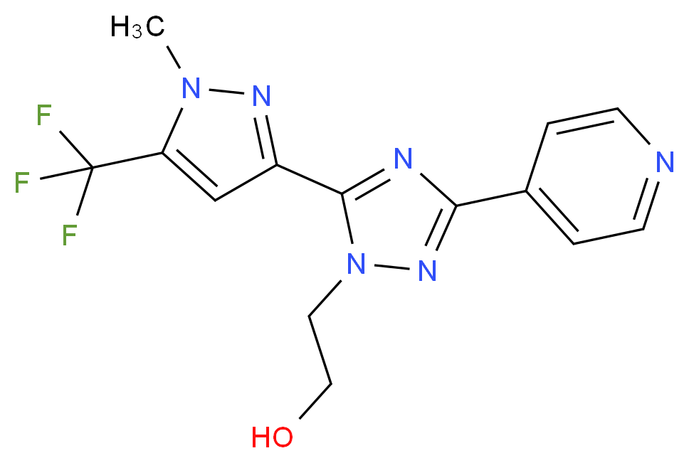 2-{5-[1-methyl-5-(trifluoromethyl)-1H-pyrazol-3-yl]-3-pyridin-4-yl-1H-1,2,4-triazol-1-yl}ethanol_分子结构_CAS_)