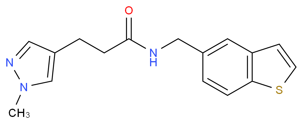 N-(1-benzothien-5-ylmethyl)-3-(1-methyl-1H-pyrazol-4-yl)propanamide_分子结构_CAS_)
