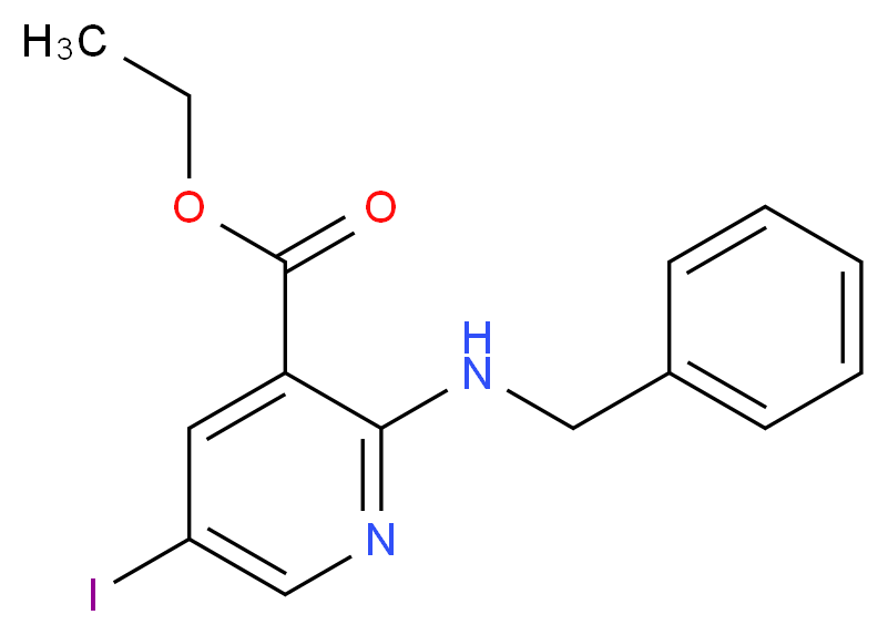 Ethyl 2-(benzylamino)-5-iodonicotinate_分子结构_CAS_)