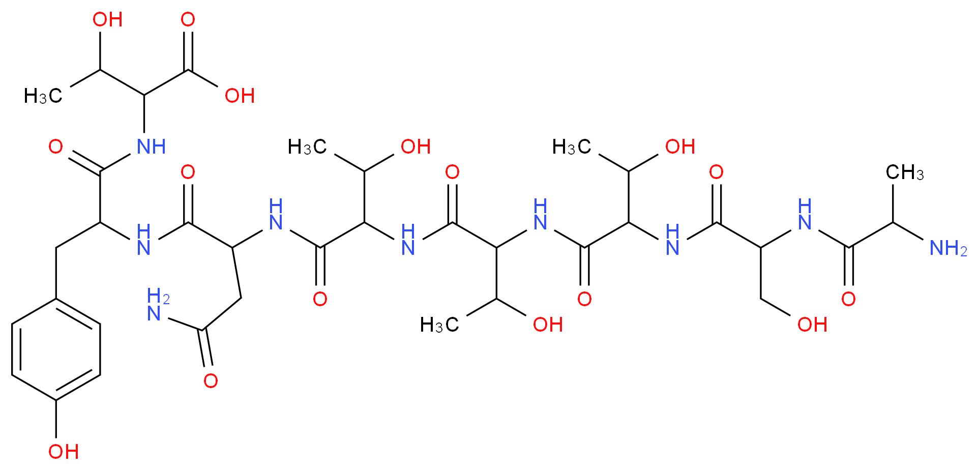 2-(2-{2-[2-(2-{2-[2-(2-aminopropanamido)-3-hydroxypropanamido]-3-hydroxybutanamido}-3-hydroxybutanamido)-3-hydroxybutanamido]-3-carbamoylpropanamido}-3-(4-hydroxyphenyl)propanamido)-3-hydroxybutanoic acid_分子结构_CAS_106362-32-7