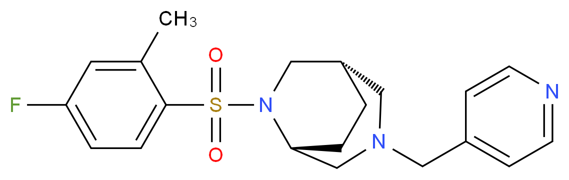 (1S*,5R*)-6-[(4-fluoro-2-methylphenyl)sulfonyl]-3-(4-pyridinylmethyl)-3,6-diazabicyclo[3.2.2]nonane_分子结构_CAS_)