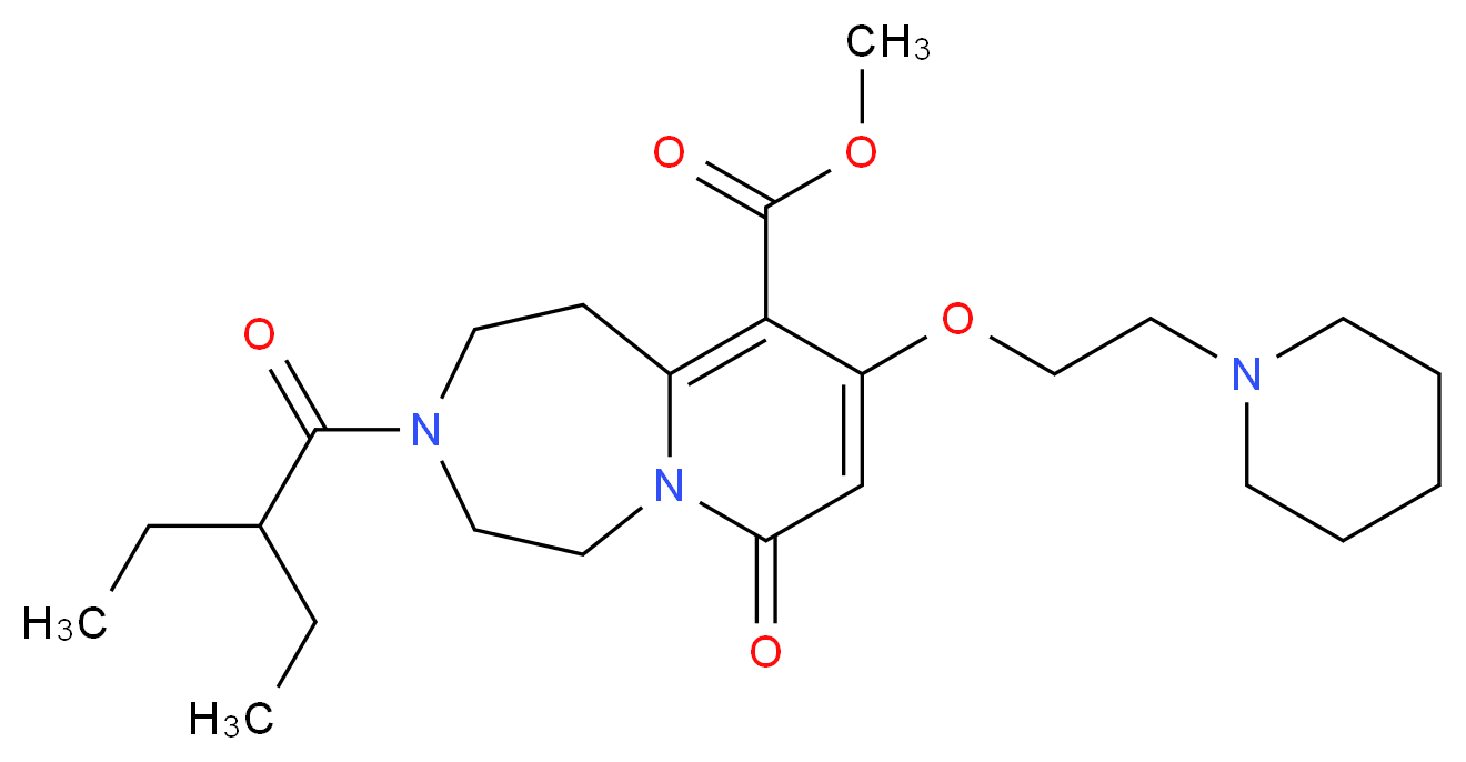 methyl 3-(2-ethylbutanoyl)-7-oxo-9-[2-(1-piperidinyl)ethoxy]-1,2,3,4,5,7-hexahydropyrido[1,2-d][1,4]diazepine-10-carboxylate_分子结构_CAS_)