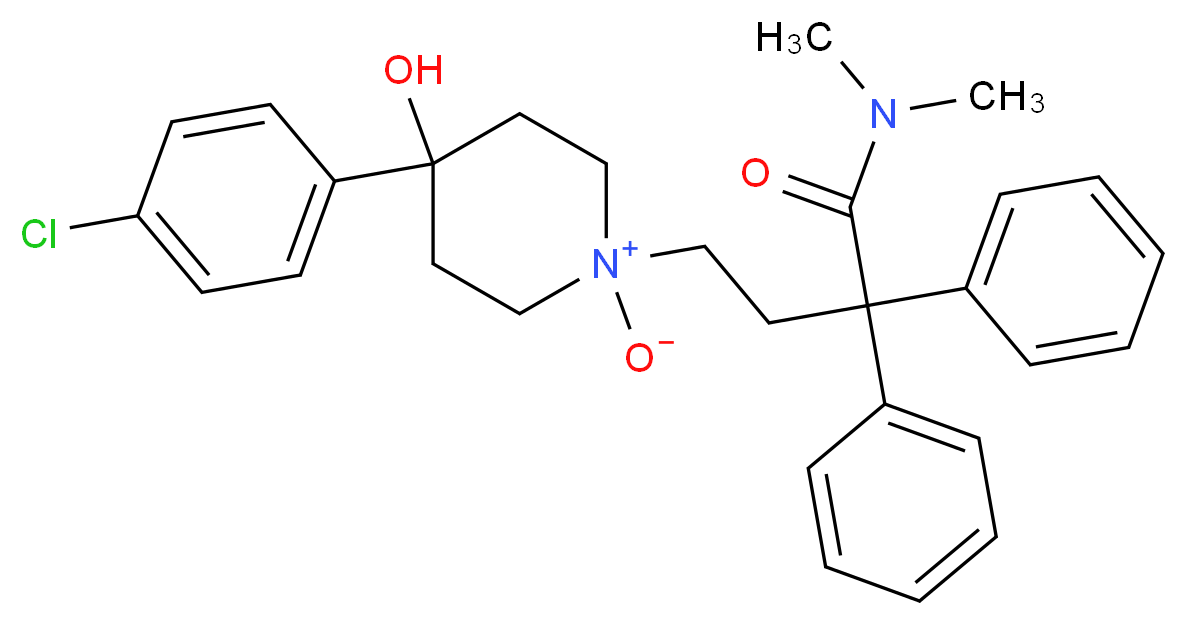 4-(4-chlorophenyl)-1-[3-(dimethylcarbamoyl)-3,3-diphenylpropyl]-4-hydroxypiperidin-1-ium-1-olate_分子结构_CAS_106900-12-3