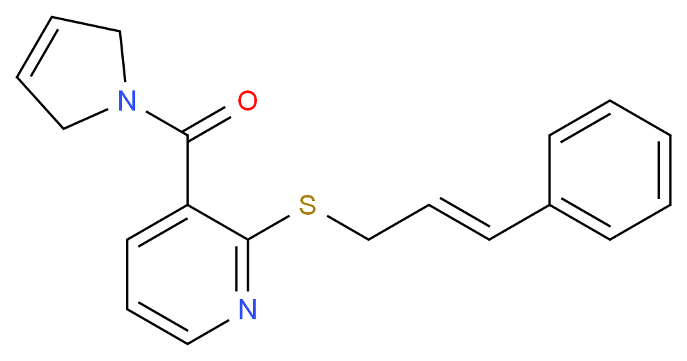 3-(2,5-dihydro-1H-pyrrol-1-ylcarbonyl)-2-{[(2E)-3-phenylprop-2-en-1-yl]thio}pyridine_分子结构_CAS_)