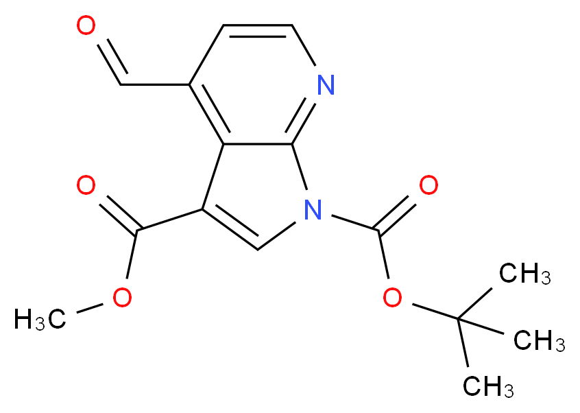 1-tert-Butyl 3-methyl 4-formyl-1H-pyrrolo[2,3-b]pyridine-1,3-dicarboxylate_分子结构_CAS_1228666-48-5)