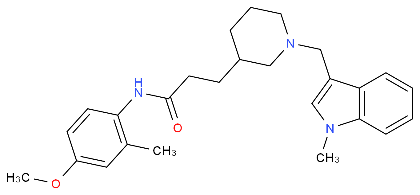 N-(4-methoxy-2-methylphenyl)-3-{1-[(1-methyl-1H-indol-3-yl)methyl]-3-piperidinyl}propanamide_分子结构_CAS_)