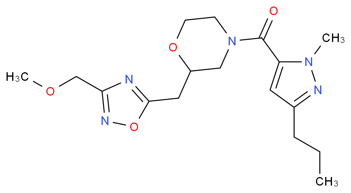 2-{[3-(methoxymethyl)-1,2,4-oxadiazol-5-yl]methyl}-4-[(1-methyl-3-propyl-1H-pyrazol-5-yl)carbonyl]morpholine_分子结构_CAS_)