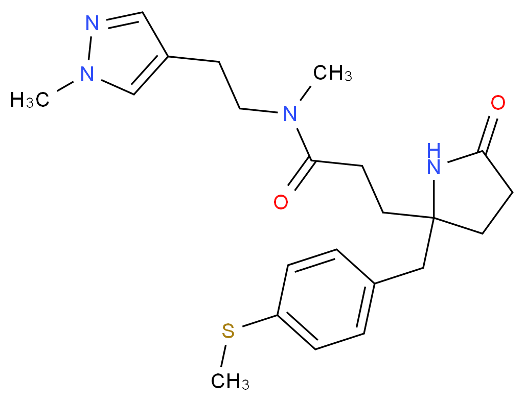 N-methyl-N-[2-(1-methyl-1H-pyrazol-4-yl)ethyl]-3-{2-[4-(methylthio)benzyl]-5-oxo-2-pyrrolidinyl}propanamide_分子结构_CAS_)