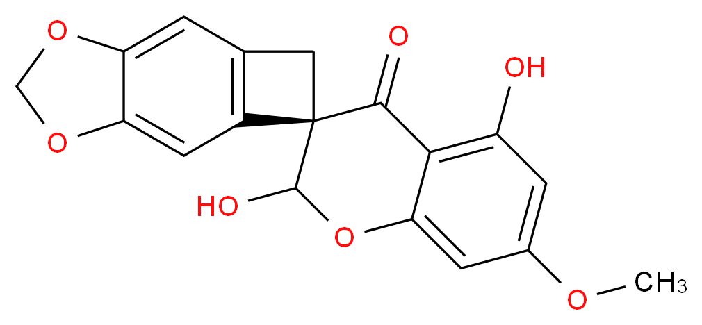 (3R)-2,5-dihydroxy-7-methoxy-2,4-dihydro-9',11'-dioxaspiro[1-benzopyran-3,4'-tricyclo[6.3.0.0<sup>3</sup>,<sup>6</sup>]undecane]-1',3'(6'),7'-trien-4-one_分子结构_CAS_52096-50-1