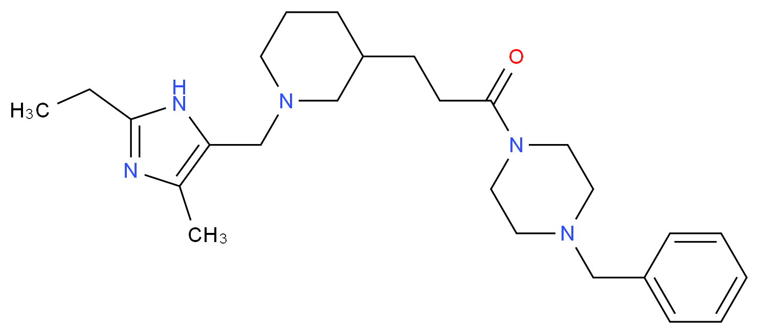 1-benzyl-4-(3-{1-[(2-ethyl-4-methyl-1H-imidazol-5-yl)methyl]-3-piperidinyl}propanoyl)piperazine_分子结构_CAS_)