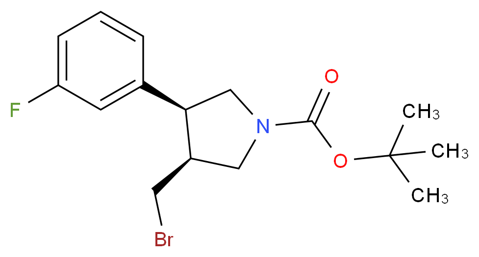 (3R,4S)-tert-butyl 3-(bromomethyl)-4-(3-fluorophenyl)pyrrolidine-1-carboxylate_分子结构_CAS_1260613-43-1)