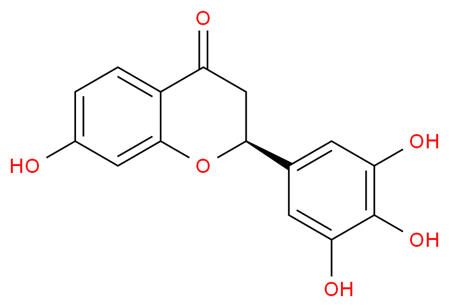 (2S)-7-hydroxy-2-(3,4,5-trihydroxyphenyl)-3,4-dihydro-2H-1-benzopyran-4-one_分子结构_CAS_4382-34-7