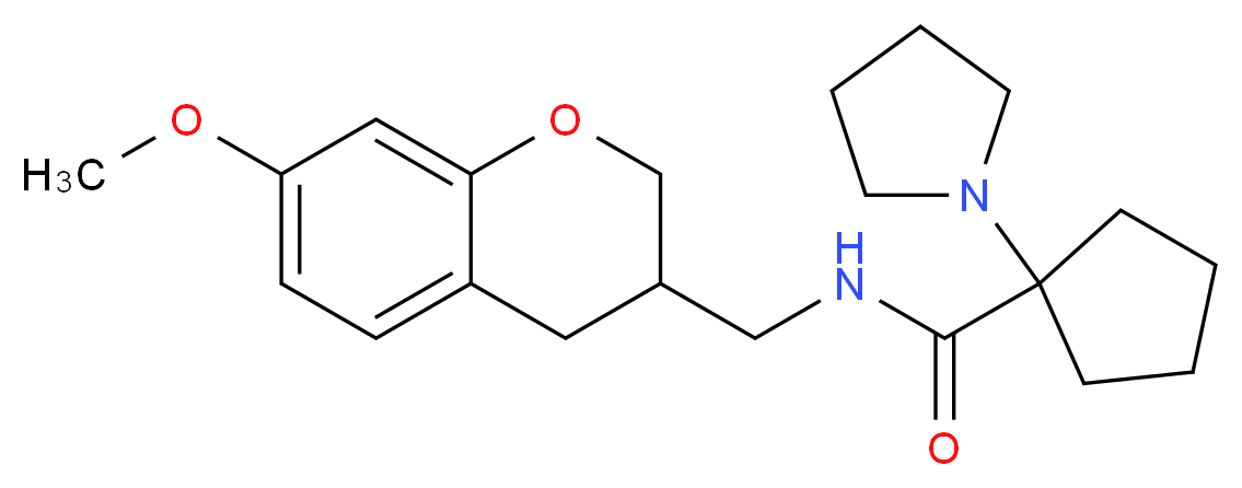 N-[(7-methoxy-3,4-dihydro-2H-chromen-3-yl)methyl]-1-pyrrolidin-1-ylcyclopentanecarboxamide_分子结构_CAS_)