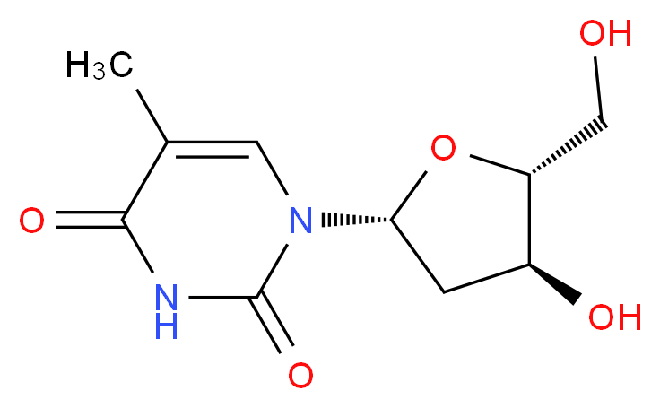 1-((2R,4S,5R)-4-Hydroxy-5-(hydroxyMethyl)tetrahydrofuran-2-yl)-5-MethylpyriMidine-2,4(1H,3H)-dione_分子结构_CAS_50-89-5)