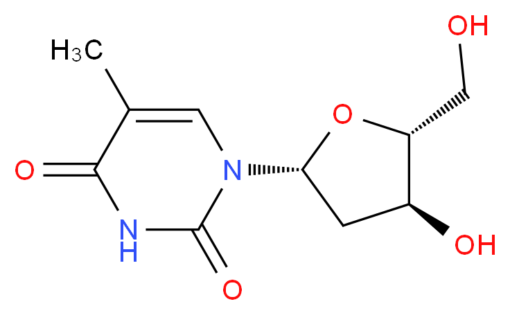 1-[(2R,4S,5R)-4-hydroxy-5-(hydroxymethyl)oxolan-2-yl]-5-methyl-1,2,3,4-tetrahydropyrimidine-2,4-dione_分子结构_CAS_50-89-5