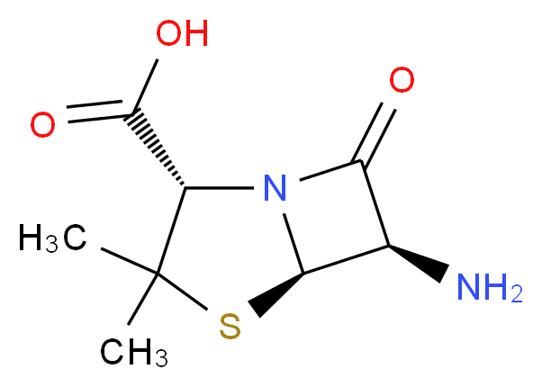 (2S,5R,6R)-6-amino-3,3-dimethyl-7-oxo-4-thia-1-azabicyclo[3.2.0]heptane-2-carboxylic acid_分子结构_CAS_551-16-6