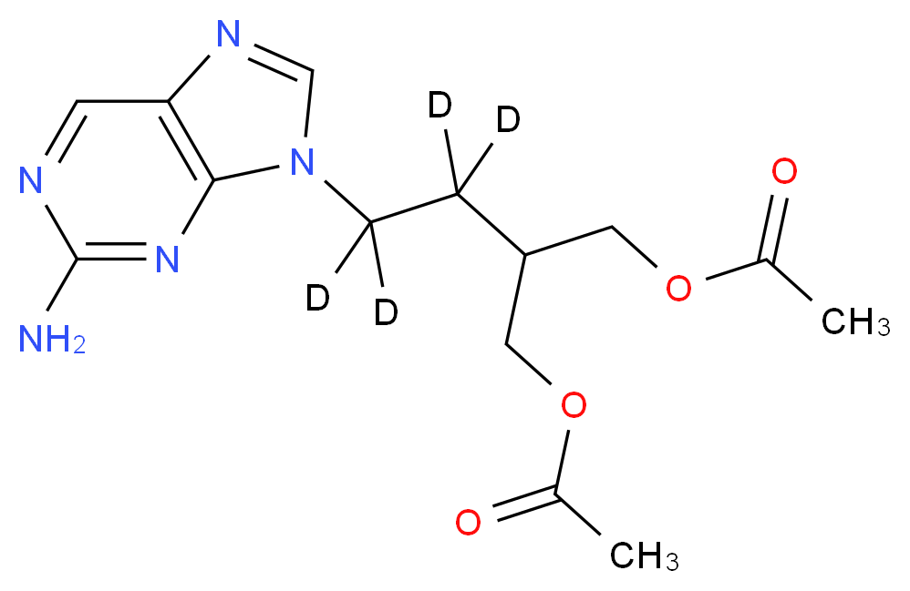 2-[(acetyloxy)methyl]-4-(2-amino-9H-purin-9-yl)(3,3,4,4-<sup>2</sup>H<sub>4</sub>)butyl acetate_分子结构_CAS_1020719-42-9