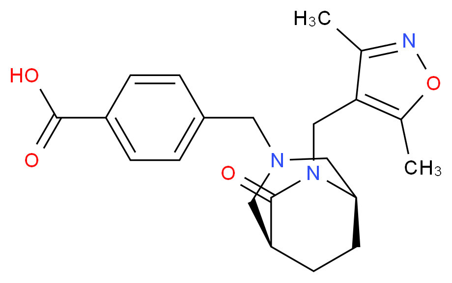 4-({(1S*,5R*)-6-[(3,5-dimethylisoxazol-4-yl)methyl]-7-oxo-3,6-diazabicyclo[3.2.2]non-3-yl}methyl)benzoic acid_分子结构_CAS_)