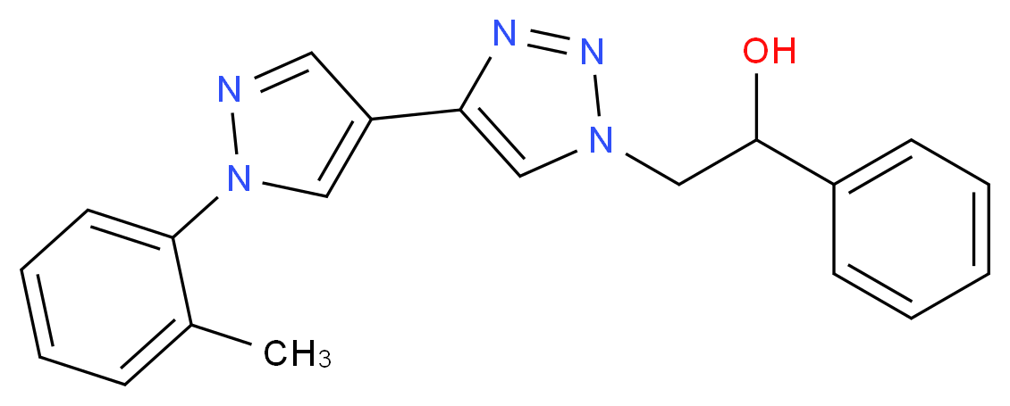 2-{4-[1-(2-methylphenyl)-1H-pyrazol-4-yl]-1H-1,2,3-triazol-1-yl}-1-phenylethanol_分子结构_CAS_)
