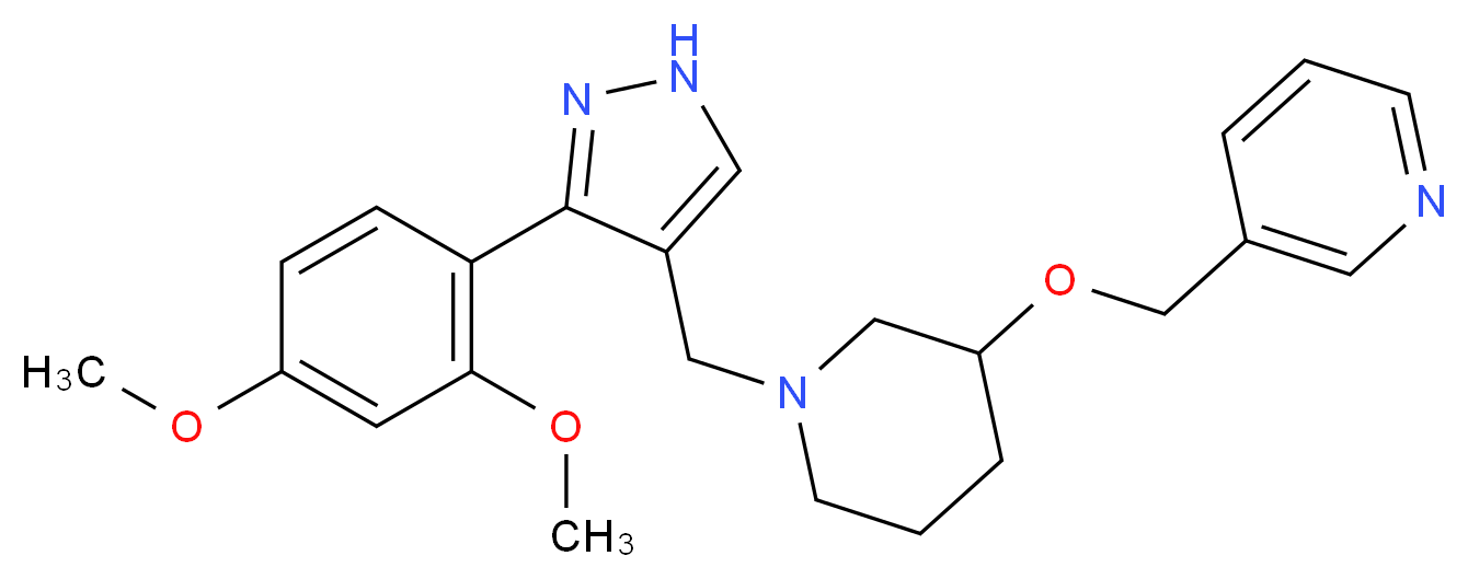 3-{[(1-{[3-(2,4-dimethoxyphenyl)-1H-pyrazol-4-yl]methyl}-3-piperidinyl)oxy]methyl}pyridine_分子结构_CAS_)